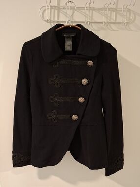 INC Black Military/Drumline Blazer with Decorative Buttons & Brocade (Size S)